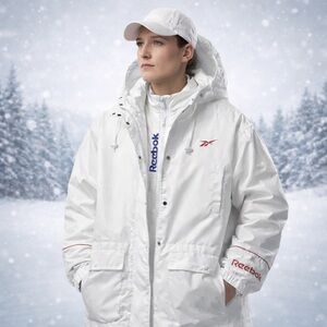 Reebok  2 in 1 Winter Jacket Coat Women’s Large White Hooded Winter 417 Unisex